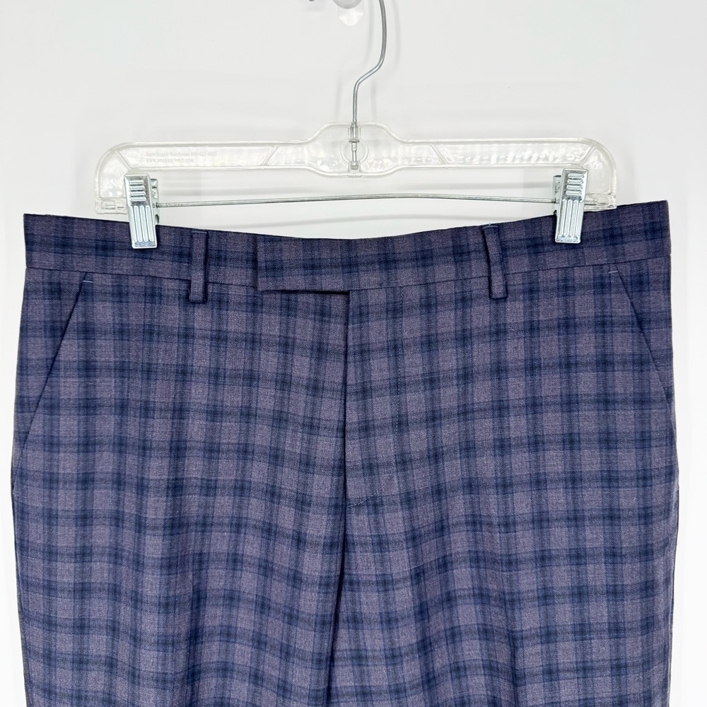 Paul Smith Size 34 TALL Loro Piana Wool Navy Plaid Trouser Dress Pants Business - Picture 5 of 15